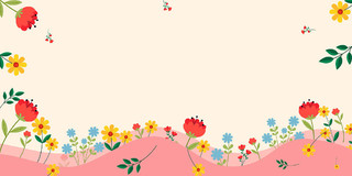 粉红色小清新花卉边框展板背景